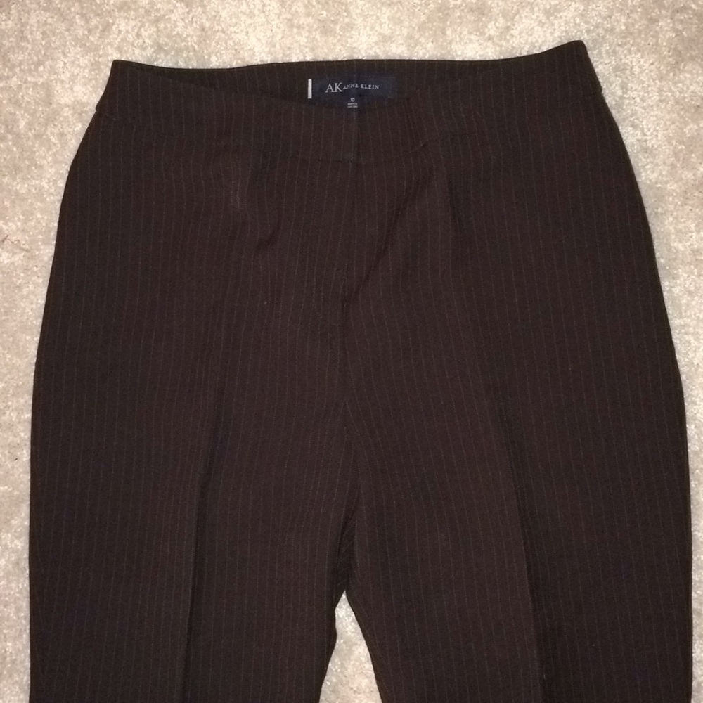 Anne Klein dark brown pinstriped dress pants 10